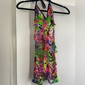 Vibrant Multicolor Cutout Dress